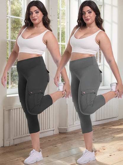2pcs-Black & Pink High-Waist Leggings - product view 34