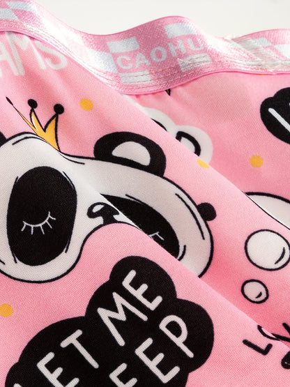 Caohuaen, 5pcs Men's New Graffiti Printing Long Boxer Briefs Thin Breathable And Comfortable Fashion.
