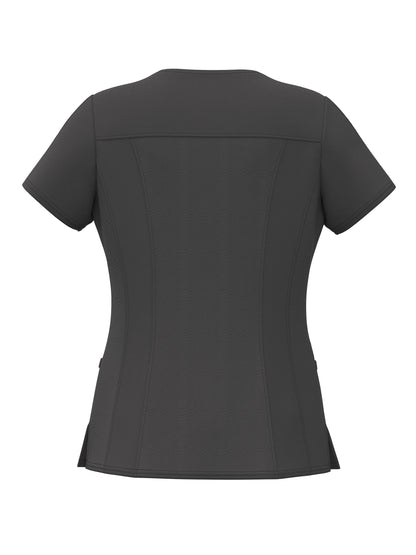 PandaFlex modern neck in Four-Way Stretch Fashion Scrubs Set V-Neck Short Sleeve Scrub Top & Straight Leg Cargo Pants for Nurses with zipper pockets 3372
