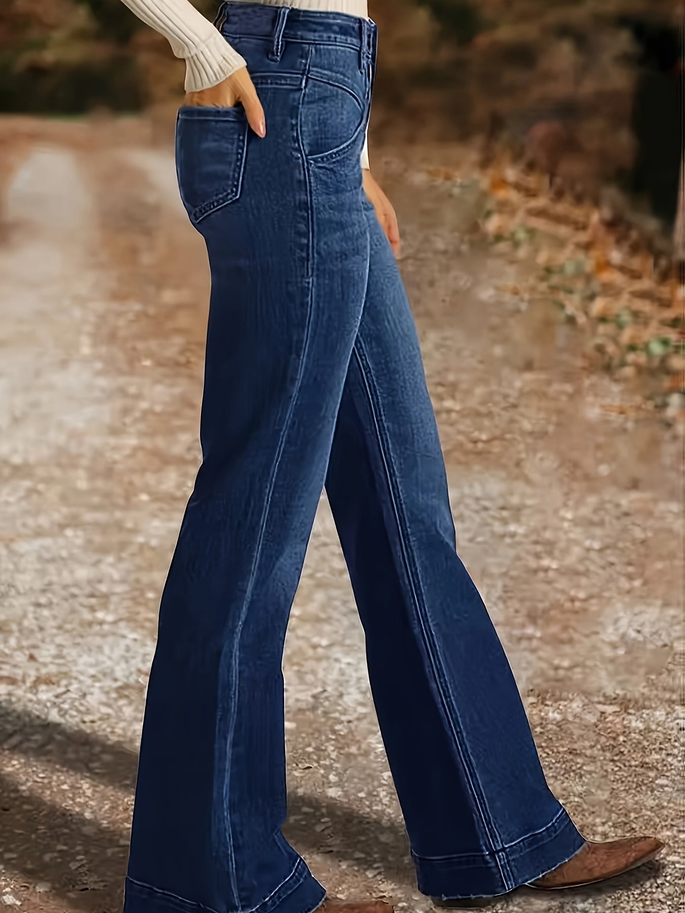 Women's Dark Blue Denim Jeans - product view 4