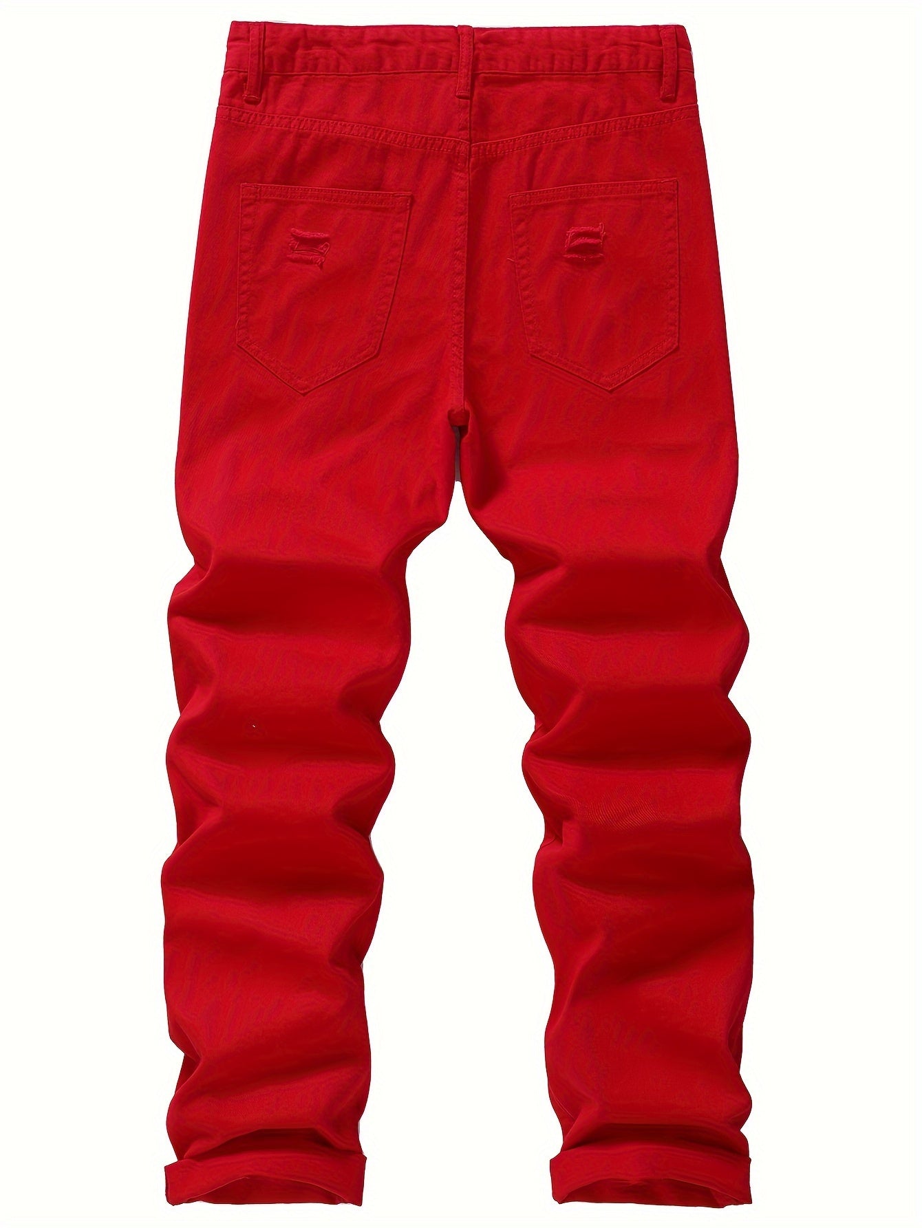 Men's Non-Stretch Ripped Tapered Denim Jeans - Distressed Streetwear Pants with Tapered, Ripped Hem & Flag Suitable for - Wear, Machine Washable Regular Fit for Urban Fashion and Casual Outfits