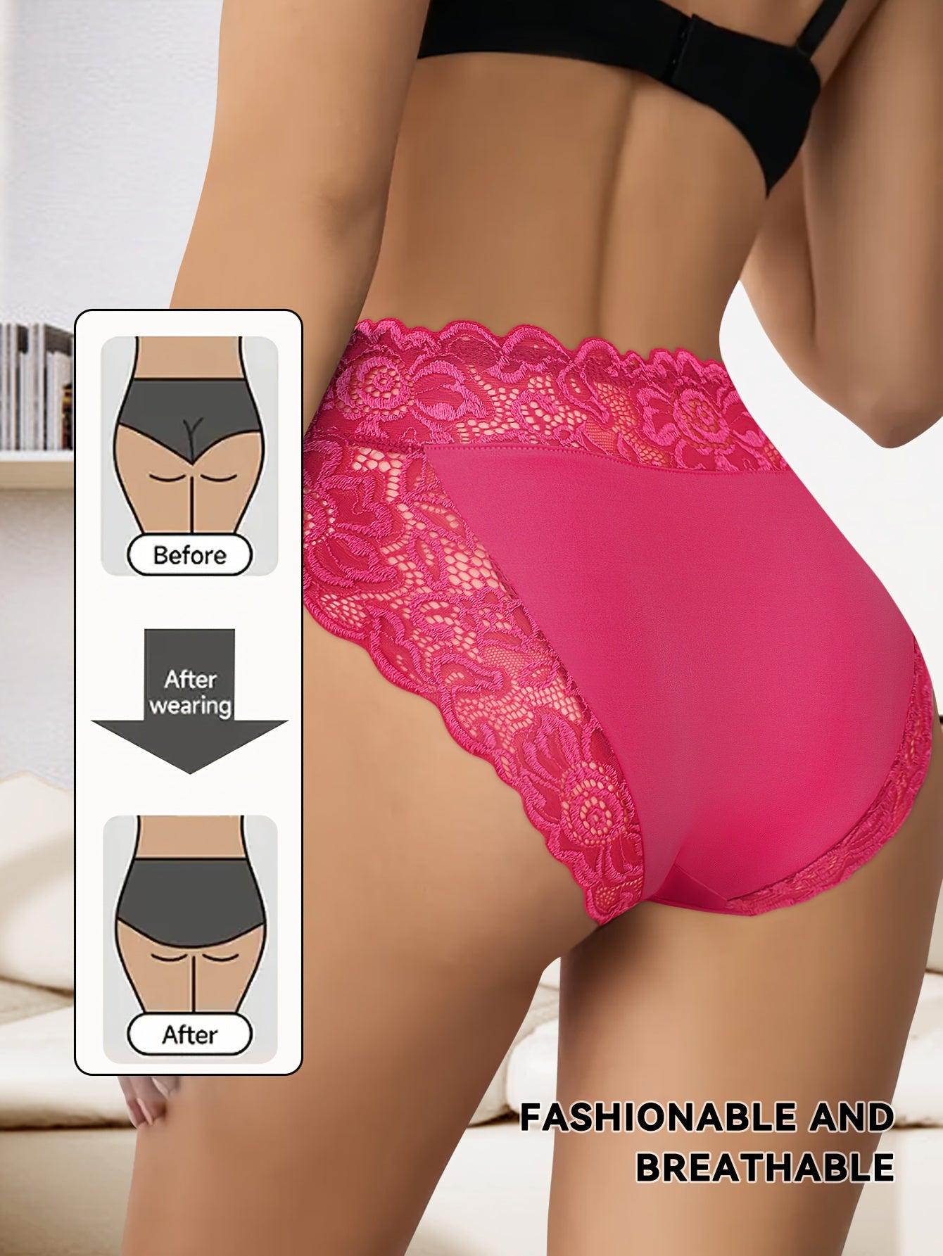 5pcs Women'S High-Waisted Tummy Control Briefs- Elegant Lace Detailing, Soft& Elastic Seamless Design, Full Coverage, No-Roll, Breathable& Comfortable, Multi-Pack with Vibrant Colors, Essential for Daily Wear, Confident Look& Smooth Silhouette