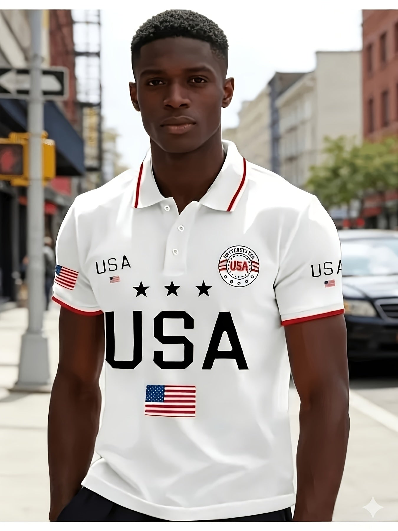 Men'S Plus Size Short-Sleeve Polo Shirt (250) - Perfect for Anniversary Or Independence Day | Casual Wear, Ideal for Any Season, Short Sleeves, Fabric with a Bit of Stretch