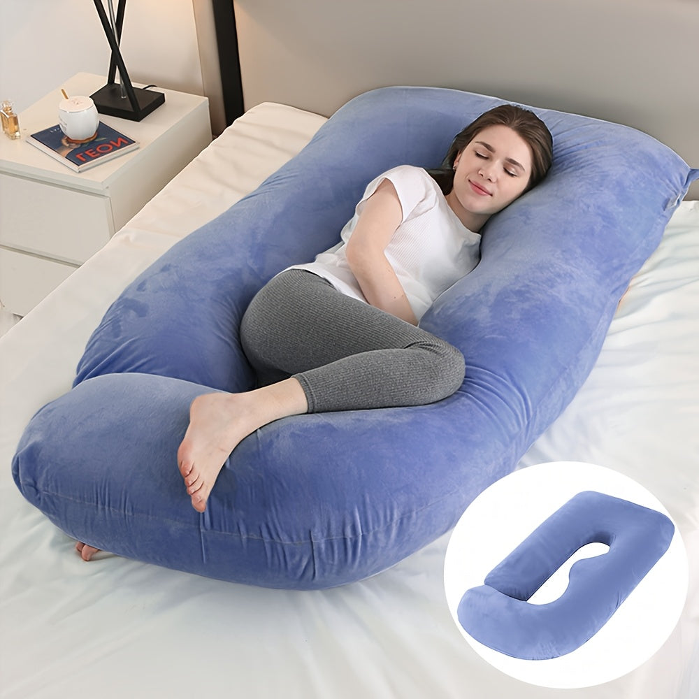 J-Shaped Pregnancy Pillow - Full-Body Support with Removable Cover