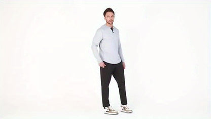 5 Casual Solid Color Henry Shirts for Men, Featuring Round Neck And Half-Button Long Sleeves, Ideal for Outdoor Activities in Spring And Autumn, Model LT8051