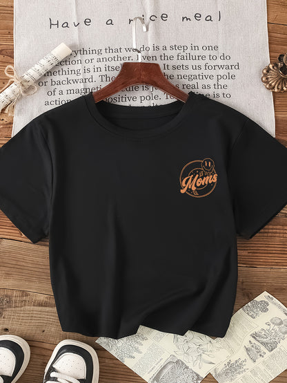 [Double Print] Letter Print Round Neck Short Sleeve T-Shirt