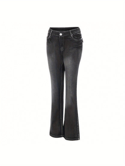 American Retro Jeans, New Mid-Waist Flared Pants for Women, Elastic, Tall And Powerful Pants