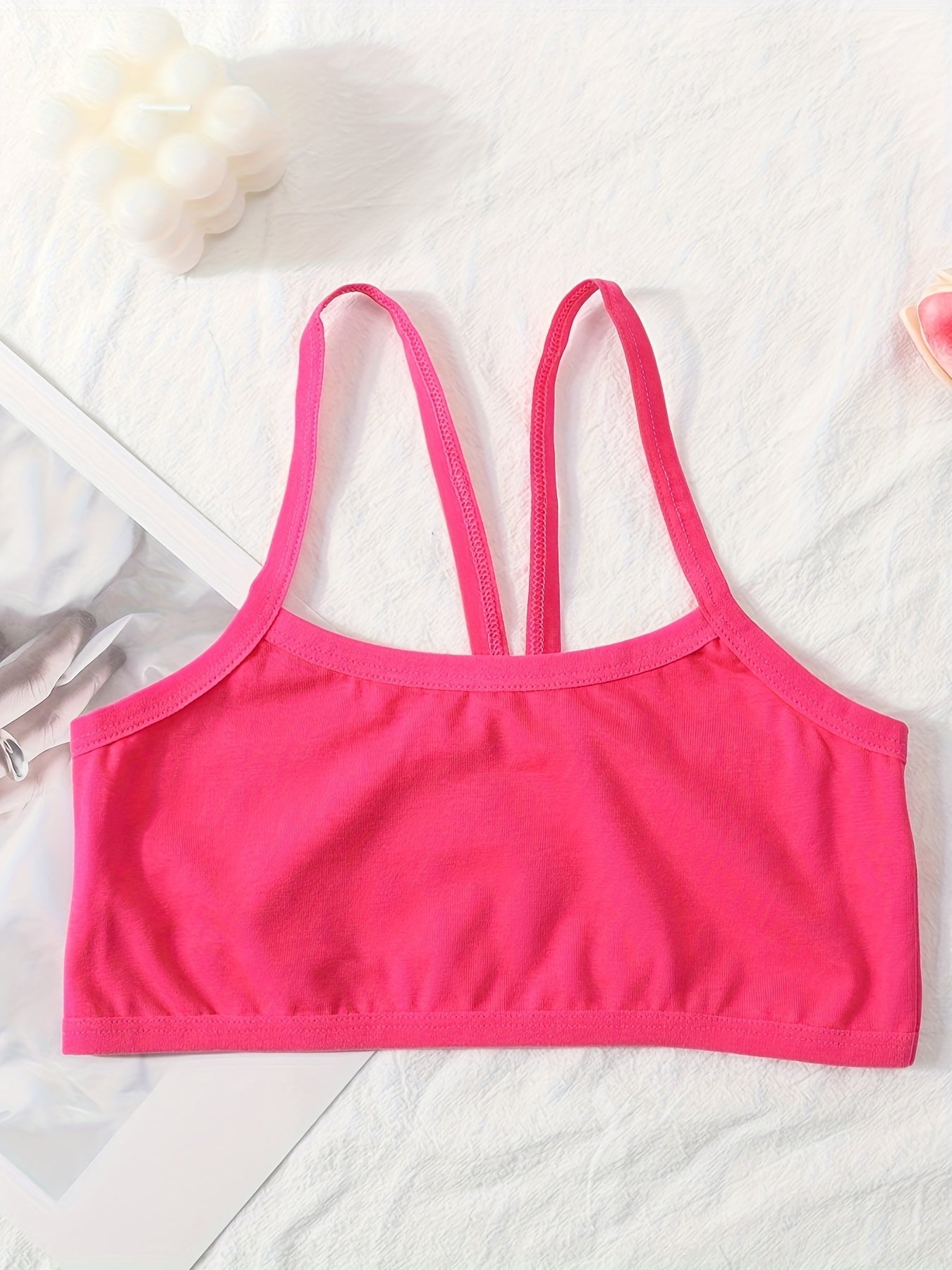 Random 12-pack Solid Color Girls Seamless Bras, Comfortable And Breathable Sports Bras With Cross Shoulder Straps, Cute And Fashionable Training Bras, Suitable For Teenagers And Students A 7-16 Years Old