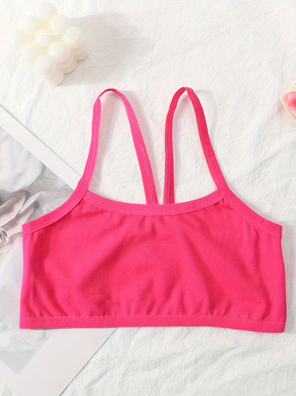 Random 12-pack Solid Color Girls Seamless Bras, Comfortable And Breathable Sports Bras With Cross Shoulder Straps, Cute And Fashionable Training Bras, Suitable For Teenagers And Students A 7-16 Years Old