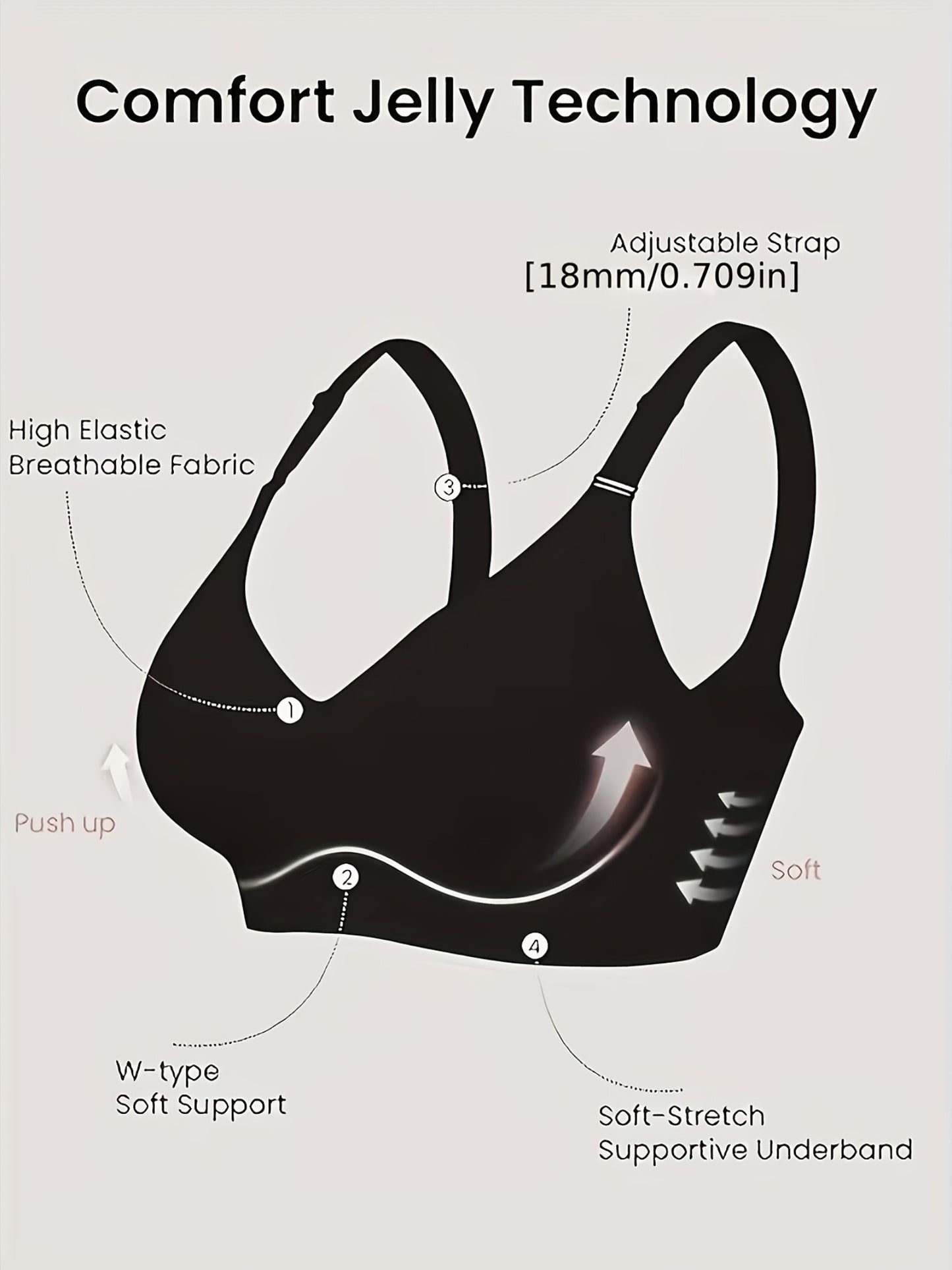3 Women'S Jelly Bras Seamless And Traceless Comfortable And Soft With Supportive - product view 5