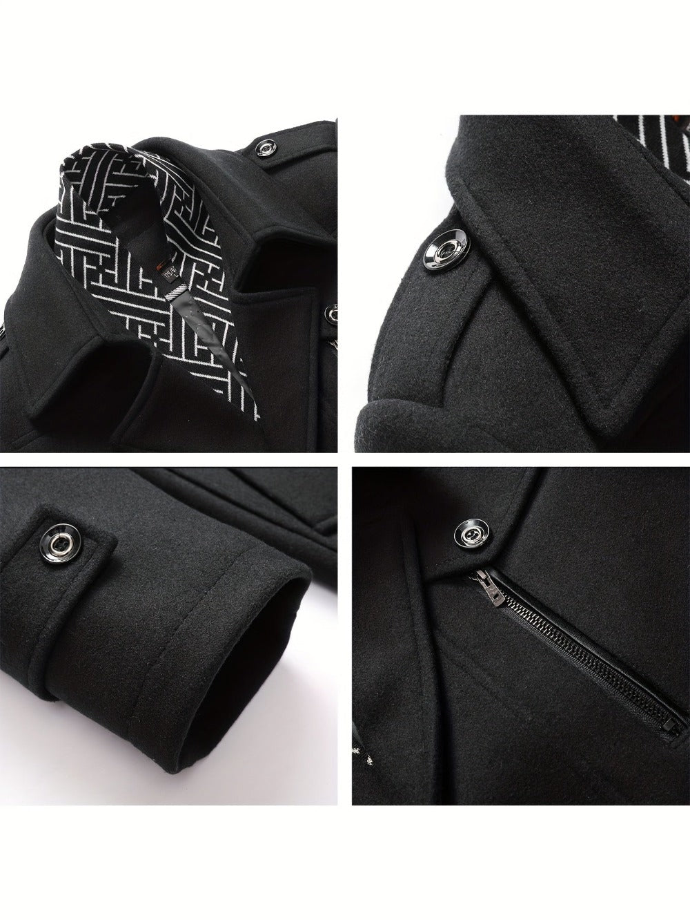 Men's Versatile Wool Blend Single-Breasted Coat