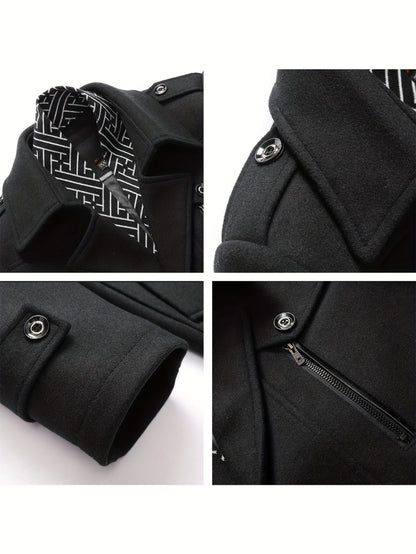 Men's Versatile Wool Blend Single-Breasted Coat