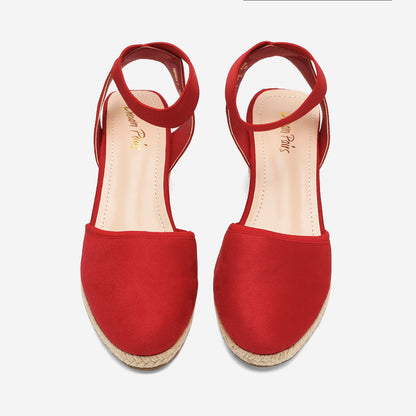 Women's Elastic Ankle Strap Espadrilles Wedge Sandals Closed Toe Platform For Women Ankle Strap Casual Comfortable Wedge Sandals Breathable And Comfortable, Suitable For Spring, Summer And Fall