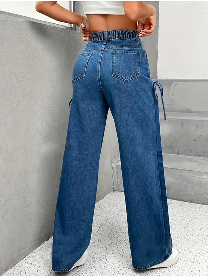 Plus Size Y2K Sexy Style Lace-Up Bow Loose Jeans