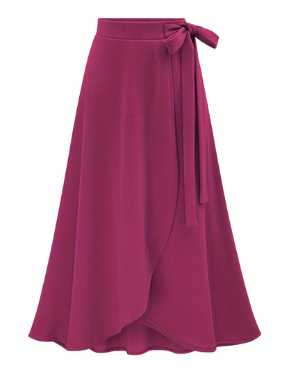 Women's Autumn New High-Waist Irregular Split Skirt with Lining, Mid-Length 2-in-1 Tie Dress