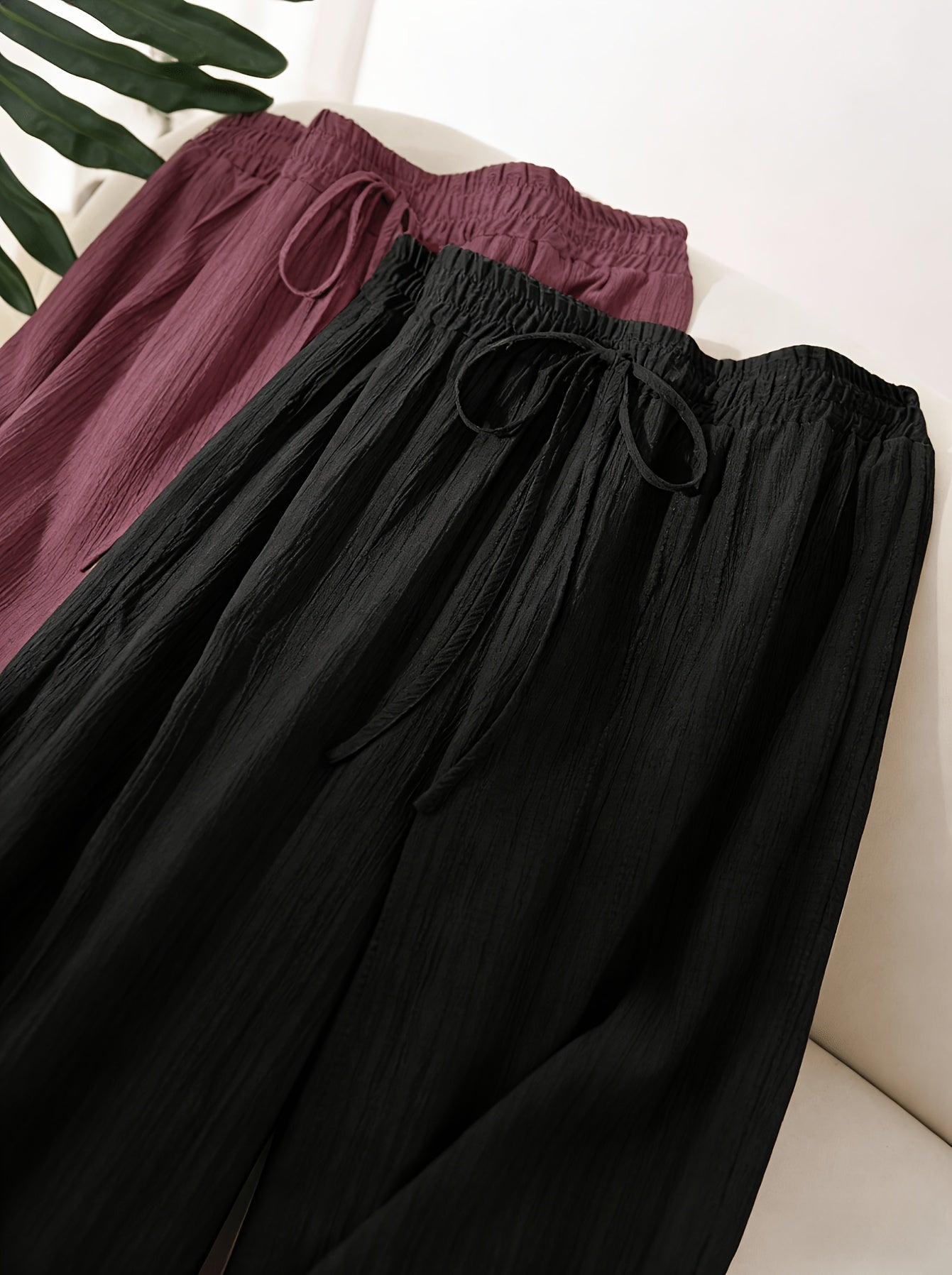 Women's 2pack Black + White Pleated Wide-Leg Pants - product view 26