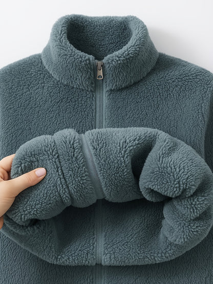 Cationic Fabric Glossy Coat Women's Autumn/winter Cardigan High-end Niche Zip-up Outerwear