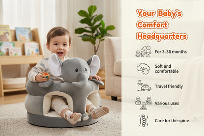 Toddler Seat |Toddler Sofa Chair, Infant Back Support Floor Chair, Plush Cartoon Animals Toddler Sofa, Toddler Floor Seater for Sitting Up, Portable Activity Seat for Toddlers, Living Room & Bedroom Friendly