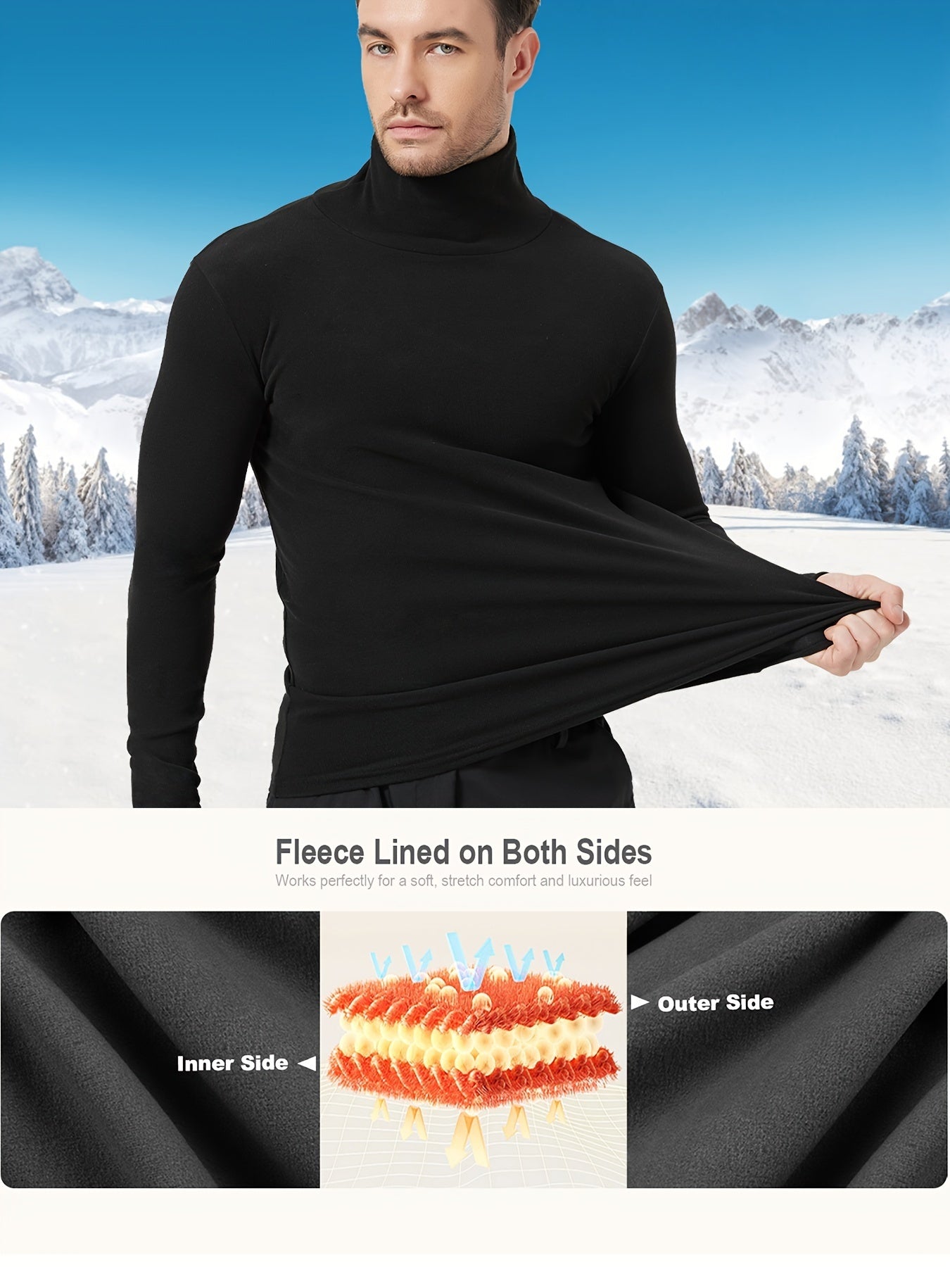 Men'S Thermal Turtleneck Compression Top - Warm Base Layer Long Sleeve Shirt for Cold Weather
