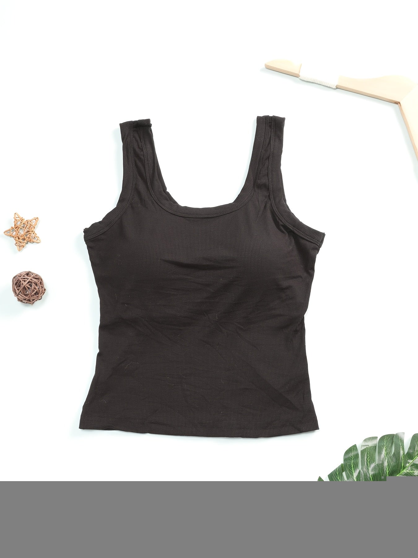 2pcs Of Women's Seamless U-shaped Strap Textured Vest-style Underwear, Built-in Breast Pads, Solid Color Bottoming Style, Suitable for All Seasons, Suitable for Both Inner And Outer Wear