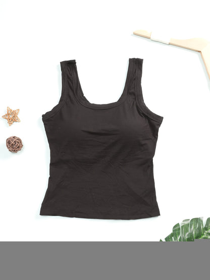 2pcs Of Women's Seamless U-shaped Strap Textured Vest-style Underwear, Built-in Breast Pads, Solid Color Bottoming Style, Suitable for All Seasons, Suitable for Both Inner And Outer Wear