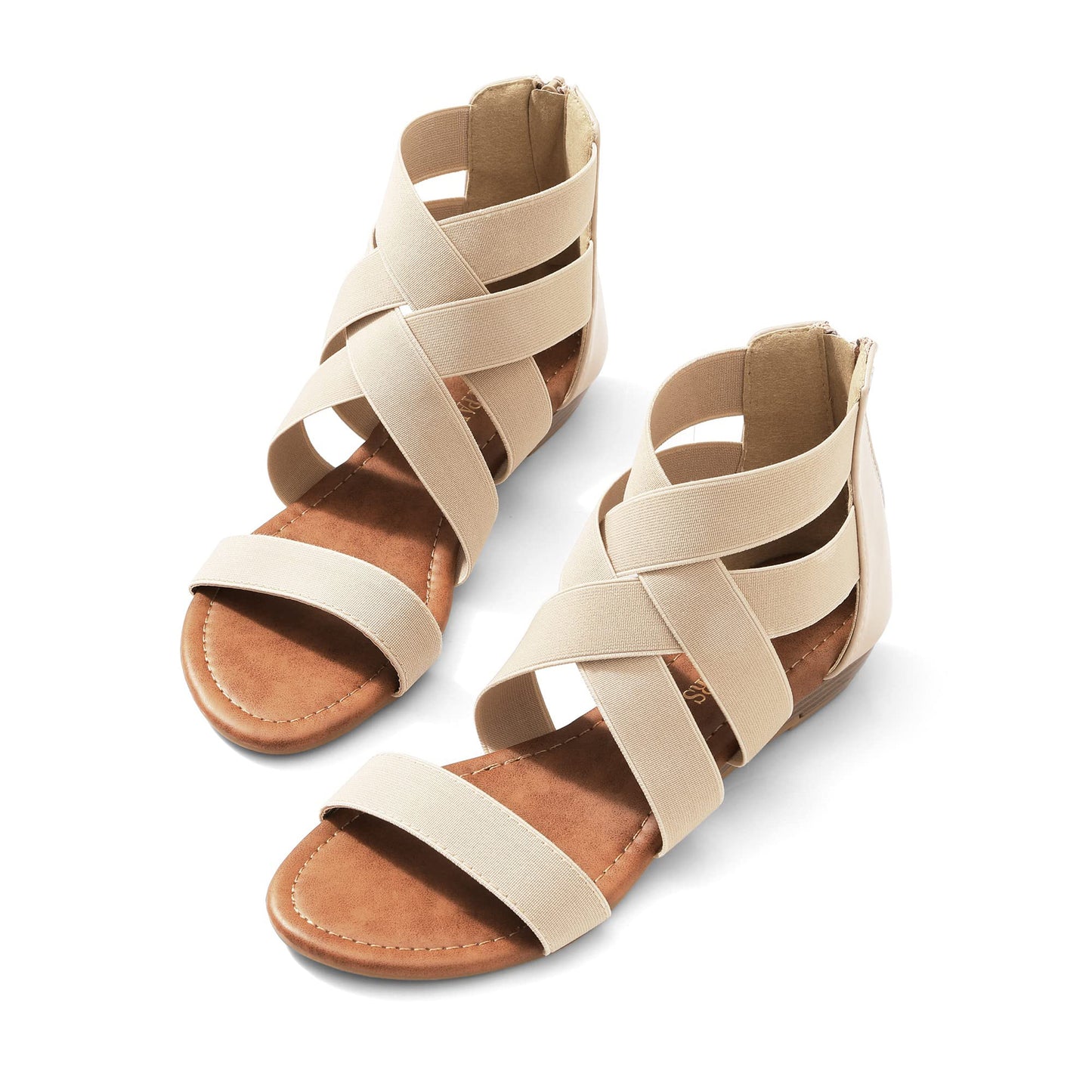 Womens Sandals, Simple Design, Women's Elastic Ankle Strap Low Wedges Sandals, Easy Slip-On, Suitable for Summer Vacation, Dating, Parties, Walking, Comfotrable