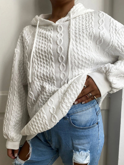 2025 Fall/Winter Hot! American Solid Color Cable Hoodie for Women, Loose Retro Top, Lazy Style, Versatile for Streetwear And Daily Wear