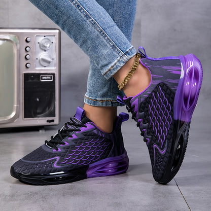 Women'S Spring New Air-Cushioned Sports Shoes, Men'S And Women'S Mesh Breathable Running Shoes, Soft-Soled Lightweight Travel Walking Shoes, Thick-Soled Trendy And Versatile Women'S Casual Shoes, Transparent Women'S Fashion Lace-Up Walking Shoes