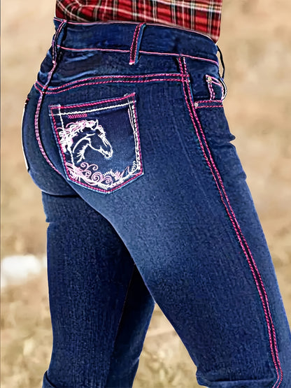 Women's Dark Blue Denim Jeans - product view 6