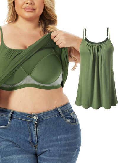Vislivin Women'S Summer Camisole with Built-In Bra Pads, Seamless Sleeveless Design Featuring Adjustable Thin Straps, Soft And Loose Fit for Comfortable Daily Wear at Home, Available in Plus Size 4XL