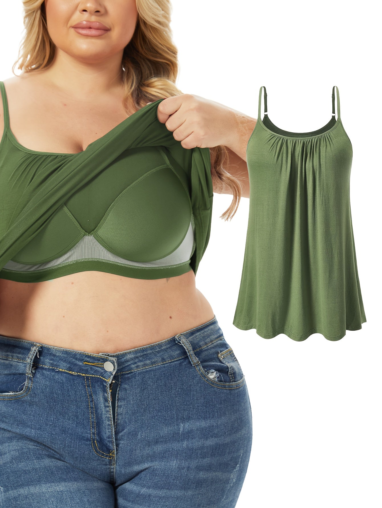 Vislivin Women'S Summer Camisole with Built-In Bra Pads, Seamless Sleeveless Design Featuring Adjustable Thin Straps, Soft And Loose Fit for Comfortable Daily Wear at Home, Available in Plus Size 4XL