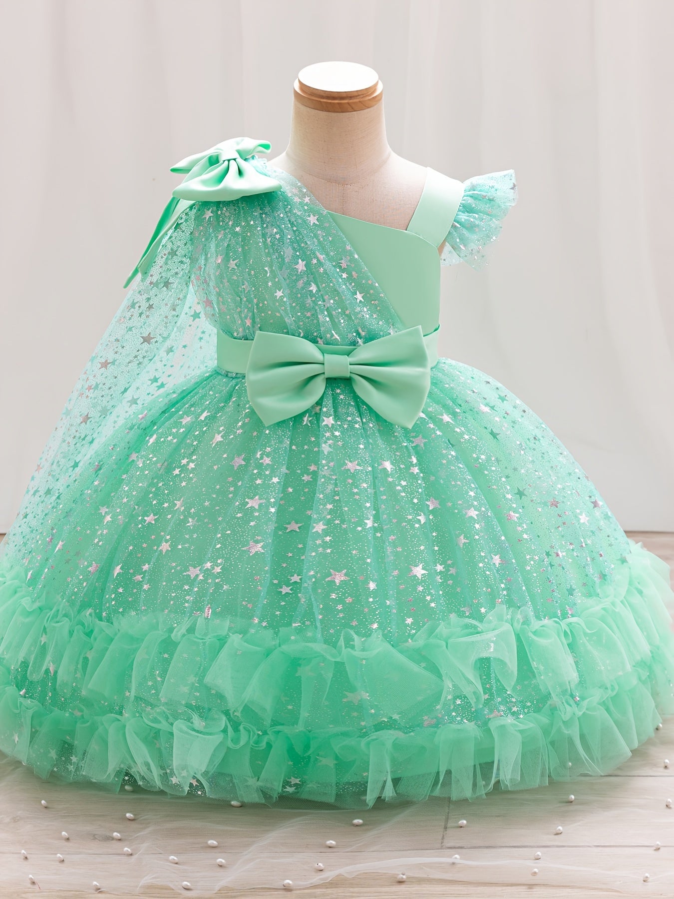 Halloween Dresses for Girls, Kids Halloween Costumes Galaxy Print Tutu Dress Off-Shoulder Flutter Sleeves A-Line Party Princess Gown