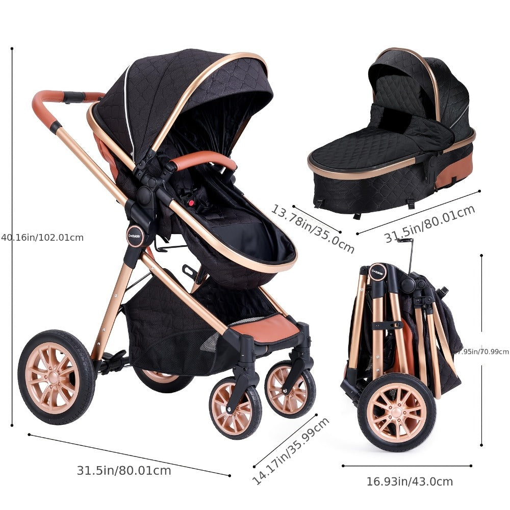 Baby Stroller - Foldable Reversible Adjustable Travel