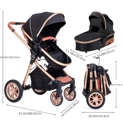 Baby Stroller - Foldable Reversible Adjustable Travel