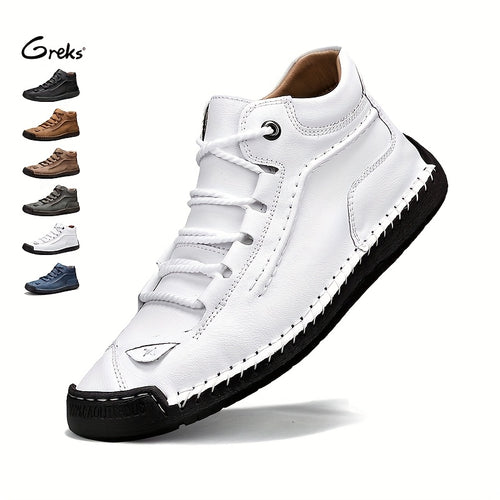 GREKS Men'S Handmade Boots - Large Size, Zipper Ankle Boots for Casual, Outdoor, And Wear, Spring & Autumn