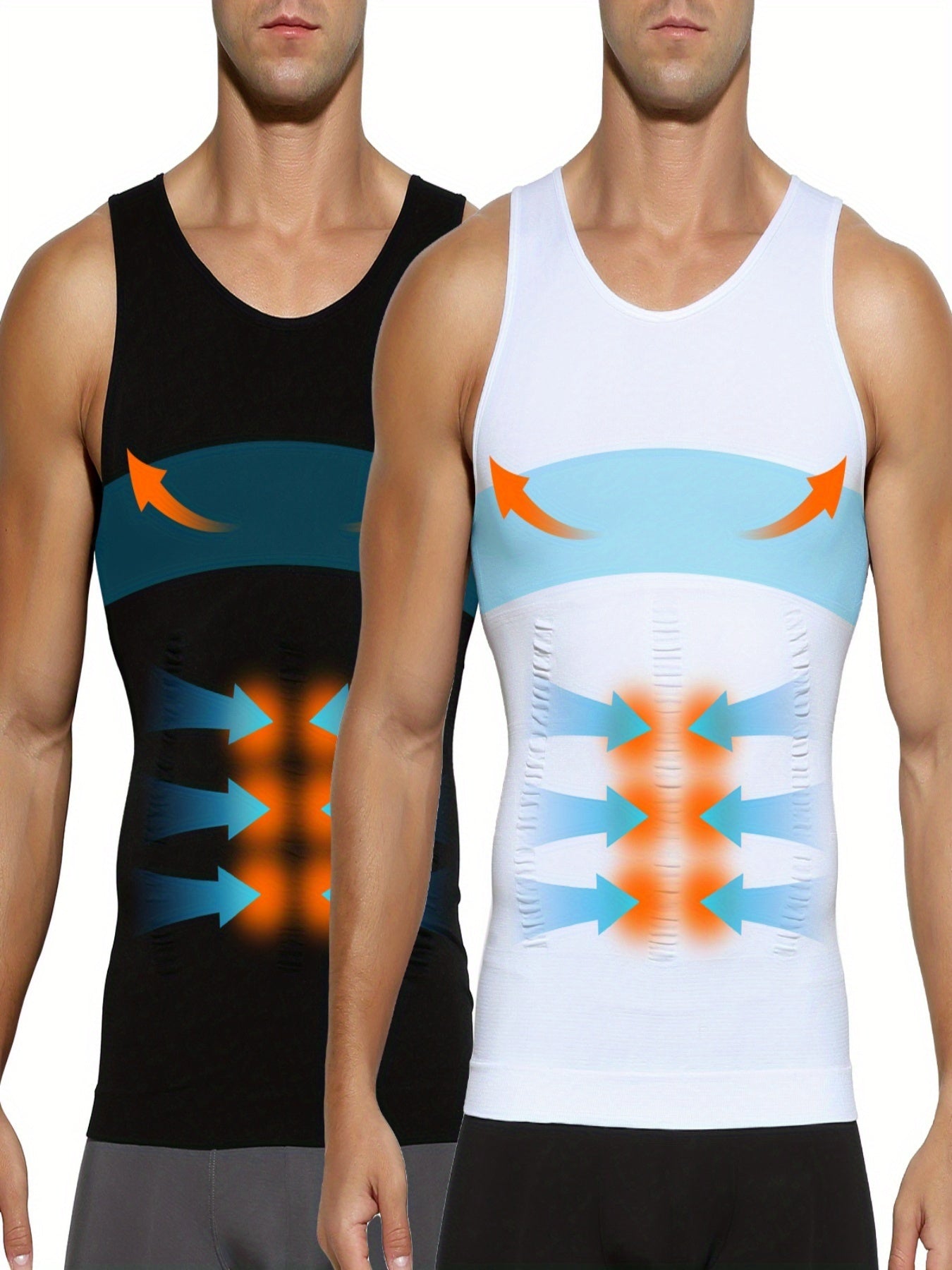 Arjen Kroos 2/3pcs Men's Compression Shirts - Tummy Control Workout Tank Tops, Athletic Base Layer Sleeveless Body Shaper Undershirts for Gym,Gynecomastia Shirt for Men,Waist Trainer Vest Muscle Shirt Faja Para Hombre
