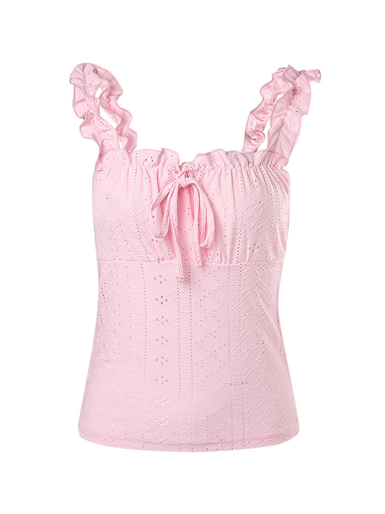 Chic Tank Top for Women Featuring a Ruffled Edge And a Butterfly Knot Tie