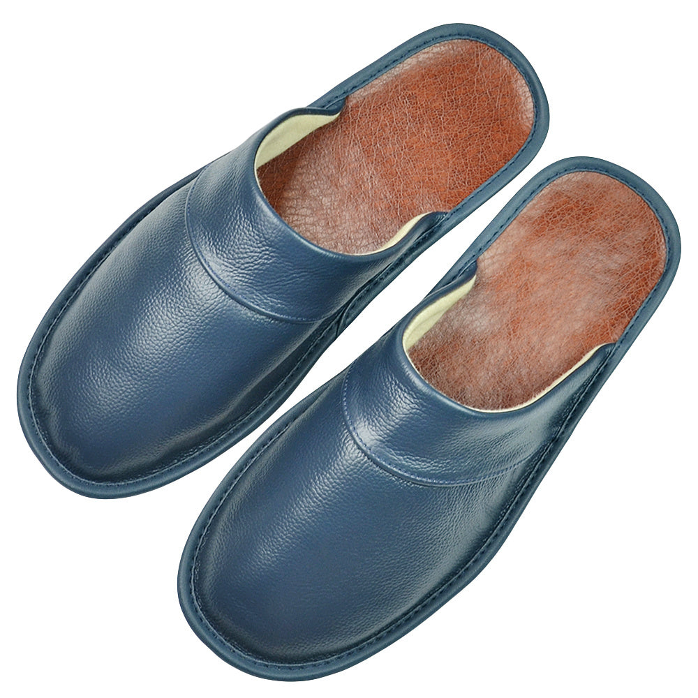 Wide Width Genuine Leather Slippers Oversized Non-slip Genuine Leather Slippers Winter Spring Autumn Summer Indoor Slipper for Men Women| Casual Single Slides Shoes