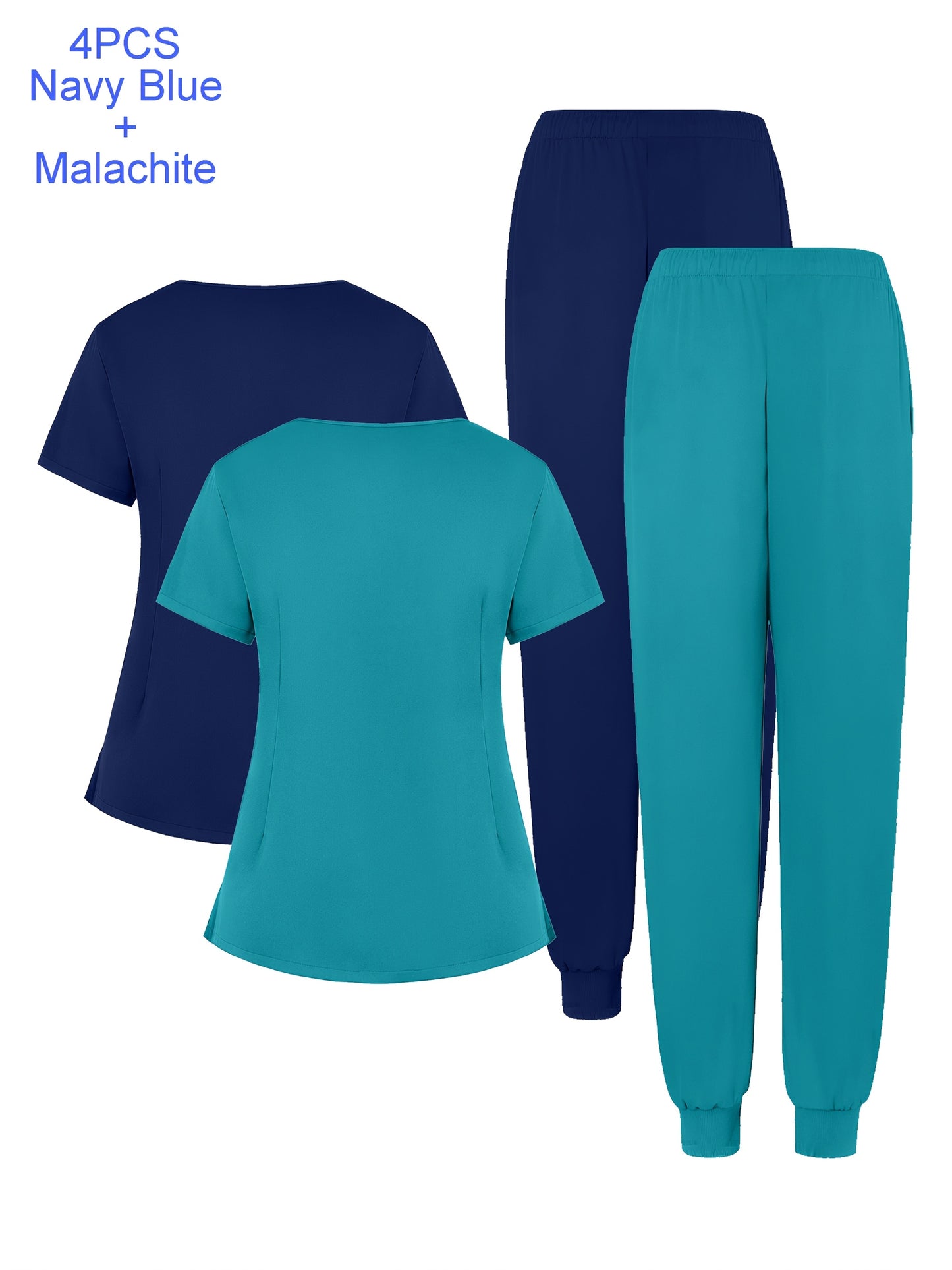 4pcs Set Of Multi-color Women's Round Neck Zipper Matte Breathable Sports Uniform Pocket Hand Washing Work Clothes Brush Hand Clothes Tying Feet Pants Set