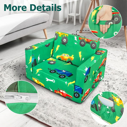 Kids Sofa Bed - Convertible Flip-Out Toddler Lounger