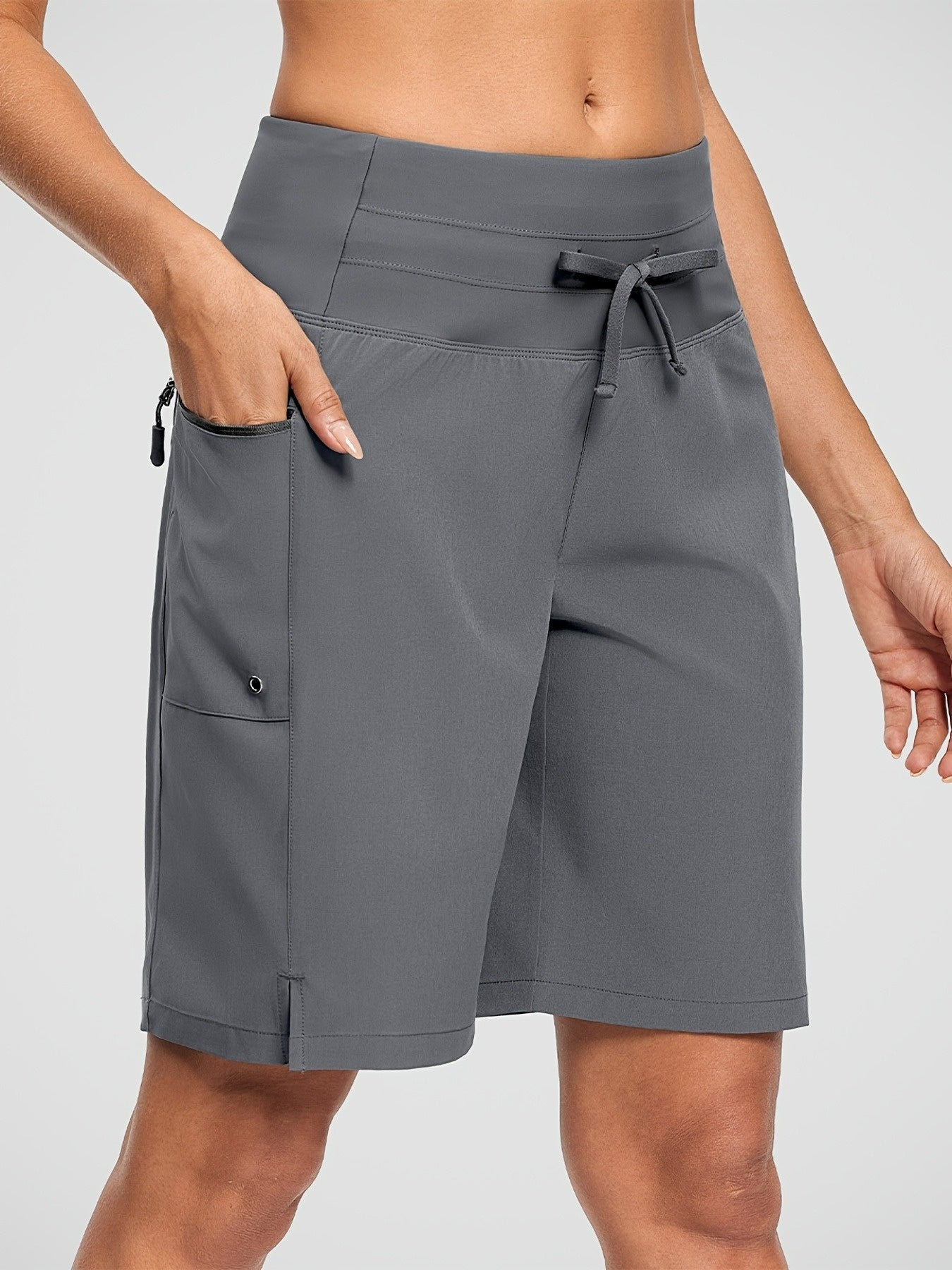 Women's 9" Quick Dry High Waisted Swim Board Shorts with Zipper Pockets 50+ Beach Shorts for Women with Liner