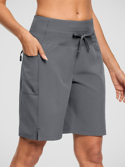 Women's 9" Quick Dry High Waisted Swim Board Shorts with Zipper Pockets 50+ Beach Shorts for Women with Liner