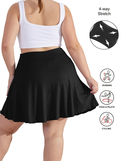 4 Pack Women's Plus Size High Waist Culottes - Flattering A-Line Silhouette, Non-Slip Waistband & Deep Side Pockets | Skirt-Pants Hybrid for Work, Casual, Date, Travel | Summer Stretchy Mid-Stretch Fabric (Black)