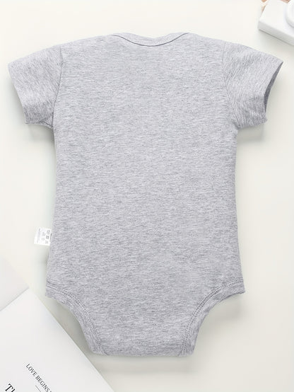 Cotton Baby Bodysuit With Fun Letter Printing, Casual And Comfortable, Soft Round Neck Baby Onesie