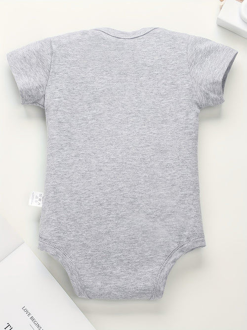 Cotton Baby Bodysuit With Fun Letter Printing, Casual And Comfortable, Soft Round Neck Baby Onesie