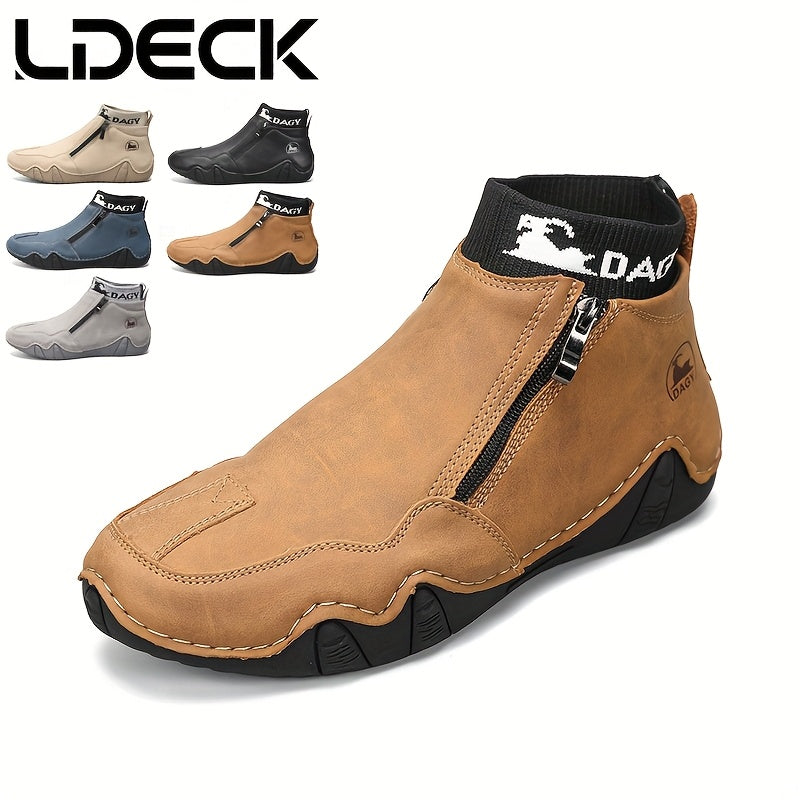 Men'S Zipper Boots - Casual Walking Shoes - High-Top Sneakers