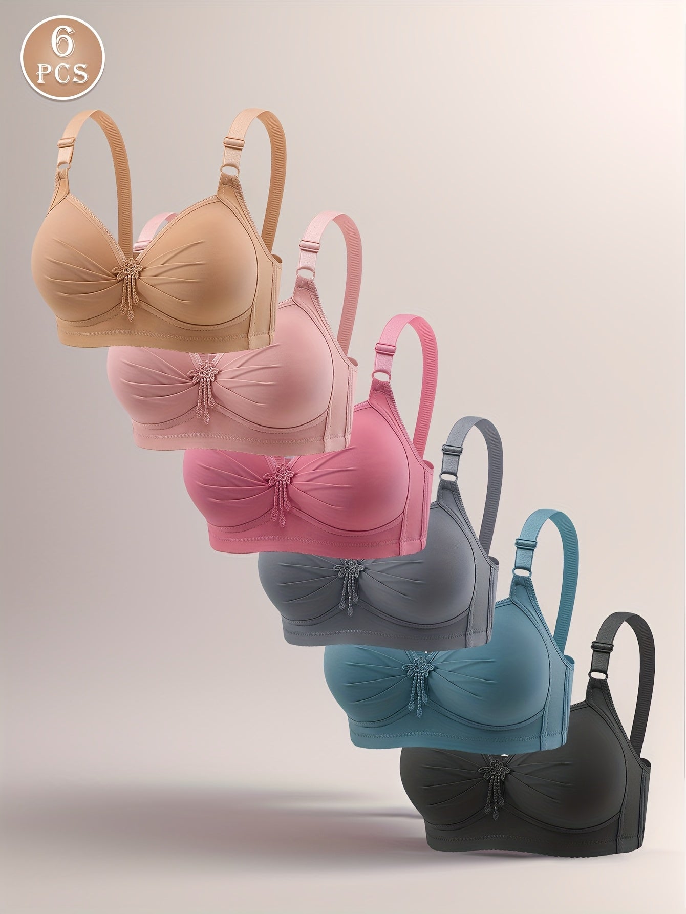 Women's Mixed colors Pleated Bra - product view 1