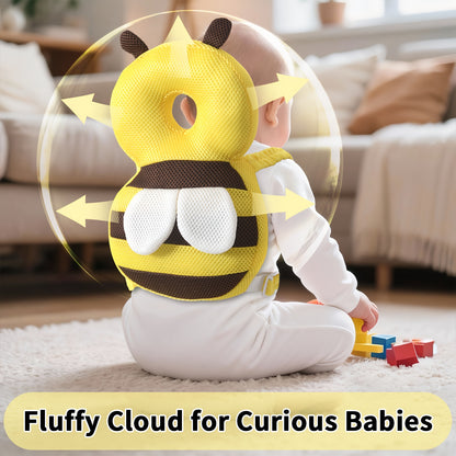 Baby Toddler Bee-Shaped Head Protection Backpack, Soft Plush Anti-Fall Cushion For Walking Practice, Adjustable Cartoon Safety Pillow, Colorful Polyester Filling, Ideal Gift For Infants