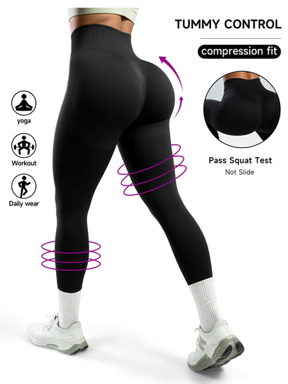 Women's High Waist Peach Lift Yoga Pants- Tummy Control, Breathable, Four-Way Stretch, All-Season Fitness Leggings, Brown, Fitness Clothing| Solid Color Design| High Elastic Fabric