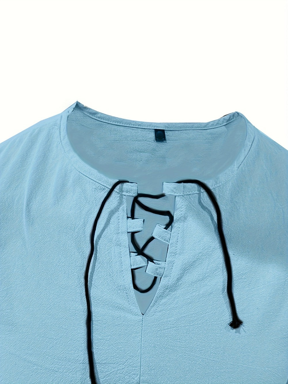 Men's Lace Detail Casual Shirt - V-Neck Long Sleeve